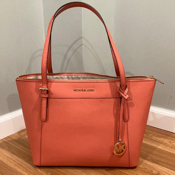 Micheal Kors Ciara Pink Grapefruit Large Leather Tote
